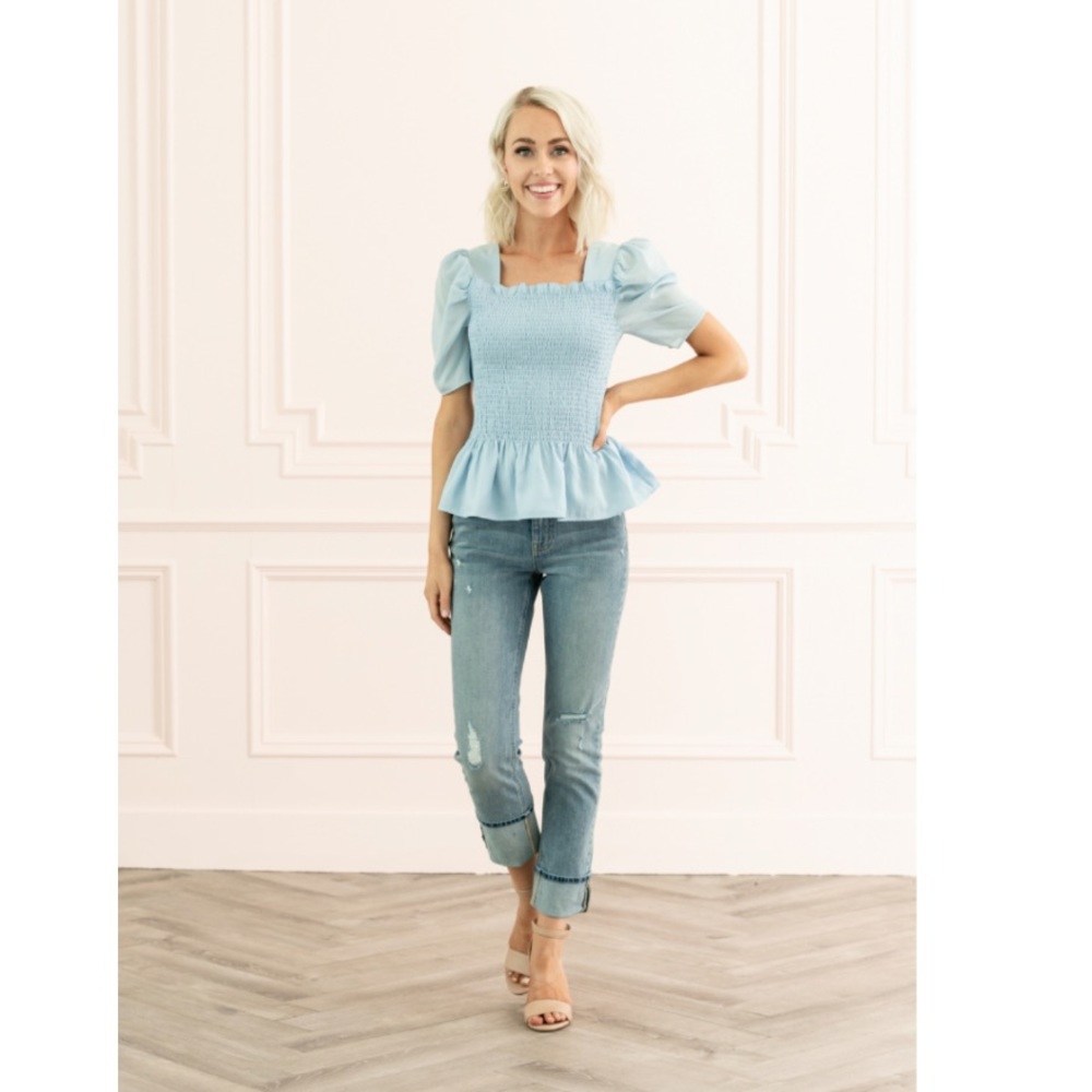 RACHEL PARCELL • square neck smocked top